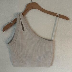 One-Shoulder Cream Knit Top